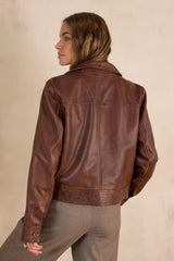 DONNA CAMEL LEATHER JACKET