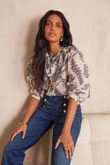 SAPHIR PRINTED COTTON BLOUSE