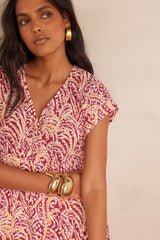 REVE BOUGAINVILLEA EMBROIDERED COTTON DRESS