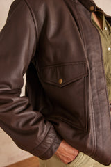 PERLE DARK BROWN LEATHER JACKET