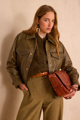 FIERCE KHAKI LEATHER JACKET