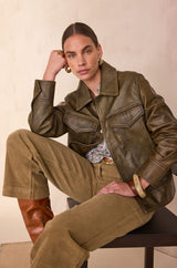 FIERCE KHAKI LEATHER JACKET