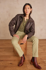 MATEO ALMOND COTTON CHINO TROUSERS