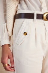 MATEO ECRU COTTON CHINO TROUSERS