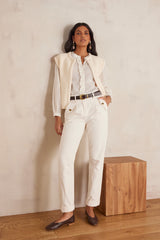 MATEO ECRU COTTON CHINO TROUSERS