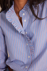 SELENE FRILLED STRIPED COTTON SHIRT