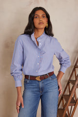 SELENE FRILLED STRIPED COTTON SHIRT