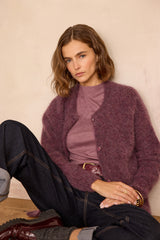 FLYNN HIGH NECK AUBERGINE T-SHIRT