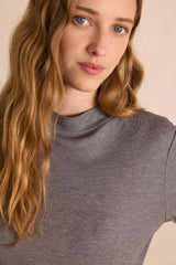 FLYNN ANTHRACITE HIGH NECK T-SHIRT