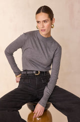 FLYNN ANTHRACITE HIGH NECK T-SHIRT