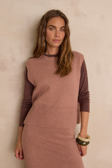 FAUSTINE AUBERGINE WOOL T-SHIRT