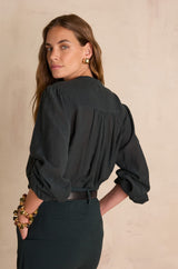 SANDRA GREEN EMBROIDERED BLOUSE
