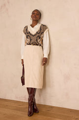 KAYNE ECRU CORDUROY SKIRT