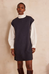 RAPHAELLE PETROL SLEEVELESS WOOL JUMPER DRESS