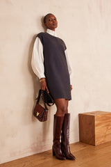 RAPHAELLE PETROL SLEEVELESS WOOL JUMPER DRESS