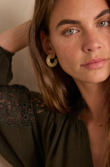 SIMONE KHAKI EMBROIDERED BLOUSE