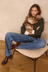 BRANDON KHAKI CABLE-KNIT WOOL JUMPER