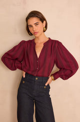 STELLA STRIPED BURGUNDY BLOUSE