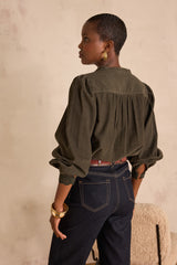 SENNA KHAKI COTTON CORDUROY BLOUSE