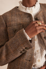 PIA CAMEL CHEVRON WOOL JACKET