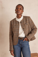 PIA CAMEL CHEVRON WOOL JACKET