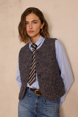 PHARELL TWEED WOOL SLEEVELESS WAISTCOAT