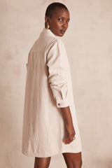 RITA NATURAL VELVET SHIRT DRESS