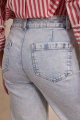 LUNA SKY BLUE COTTON WIDE-LEG JEANS