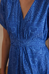 LIRANA BLUE PRINTED COTTON DRESS