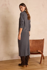 CHARLOTTE ANTHRACITE STRAIGHT WOOL SKIRT