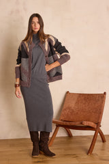 CHARLOTTE ANTHRACITE STRAIGHT WOOL SKIRT