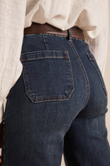 LEA DARK INDIGO CROPPED JEANS