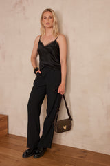 LEANA BLACK FLUID TROUSERS