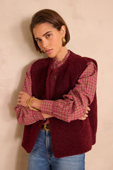 SHARON BURGUNDY BOUCLE VEST