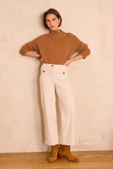 MAE NATURAL WIDE-LEG CORDUROY TROUSERS