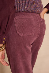MAE AUBERGINE COTTON VELVET TROUSERS