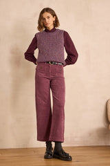 MAE AUBERGINE COTTON VELVET TROUSERS