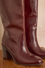 VANESSA CHOCOLATE LEATHER BOOTS