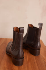 VANIA CHOCOLATE LEATHER BOOTS