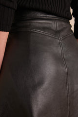 CLEMENCE BLACK LEATHER SKIRT
