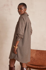 MARLINE HOUNDSTOOTH PATTERN SHIRT DRESS