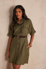 LAYA KHAKI SHIRT DRESS