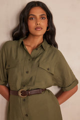 LAYA KHAKI SHIRT DRESS