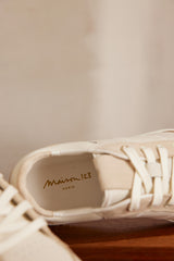VELORA BEIGE LEATHER TRAINERS