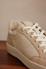 VELORA BEIGE LEATHER TRAINERS