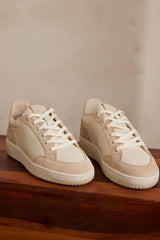 VELORA BEIGE LEATHER TRAINERS