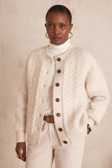 COSMO MOHAIR AND WOOL NATURAL CARDIGAN
