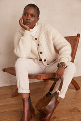 COSMO MOHAIR AND WOOL NATURAL CARDIGAN