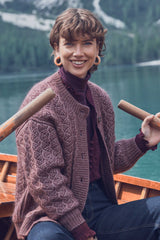 COSMO MOHAIR AND WOOL AUBERGINE CARDIGAN