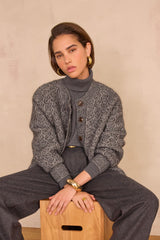 COSMO MOHAIR AND WOOL ANTHRACITE CARDIGAN